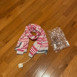 Lemlem White & Hot Pink Striped Scarf/Wrap